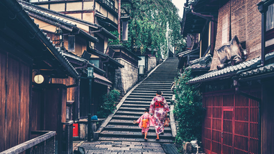 Mutter und Tochter in Japan