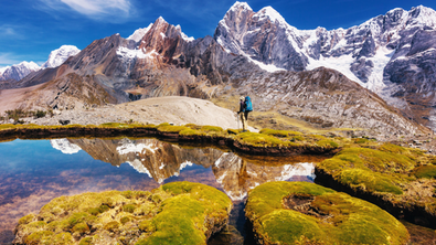 Wanderer in der Cordillera Huayhuash in den Anden