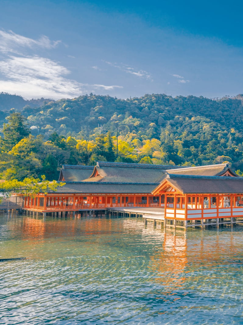 Centuries-old Itsukushima shrine on Miyajima island in Japan