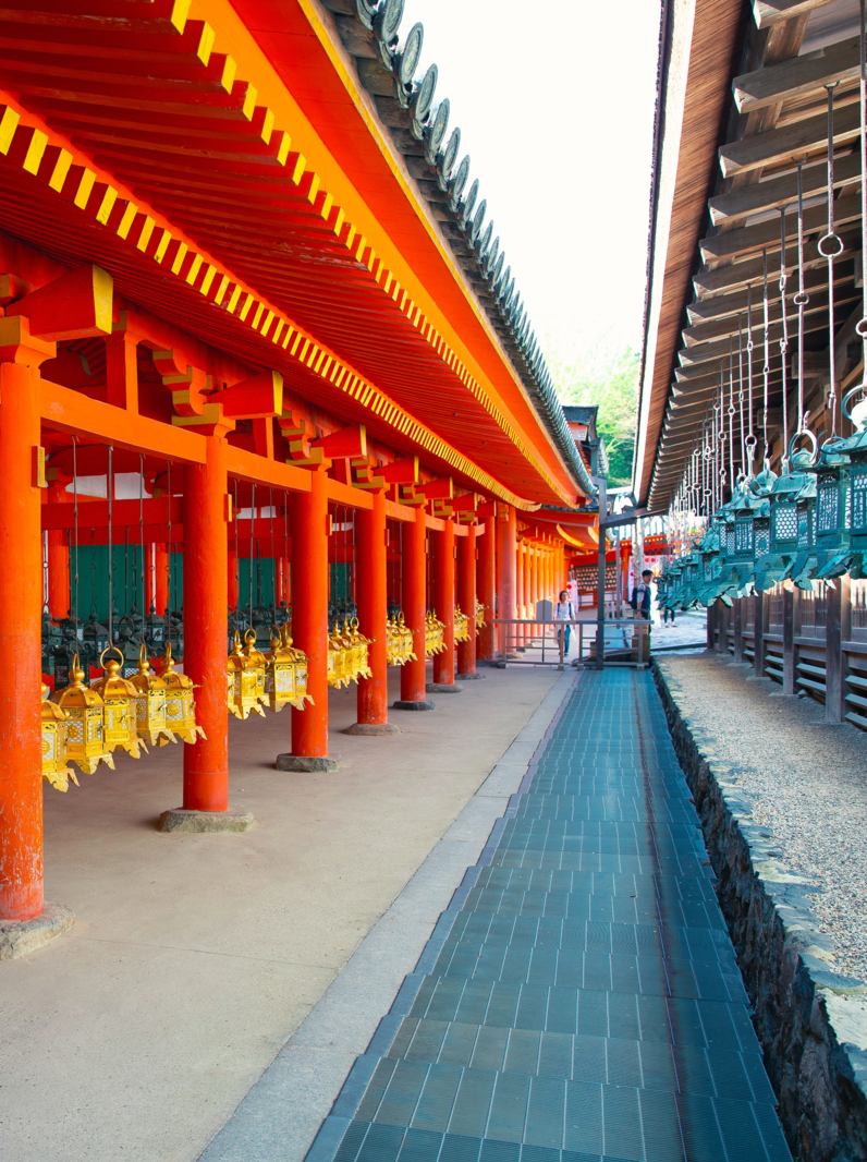 Japan, Nara, the red wooden architectures of the Kasuga temple