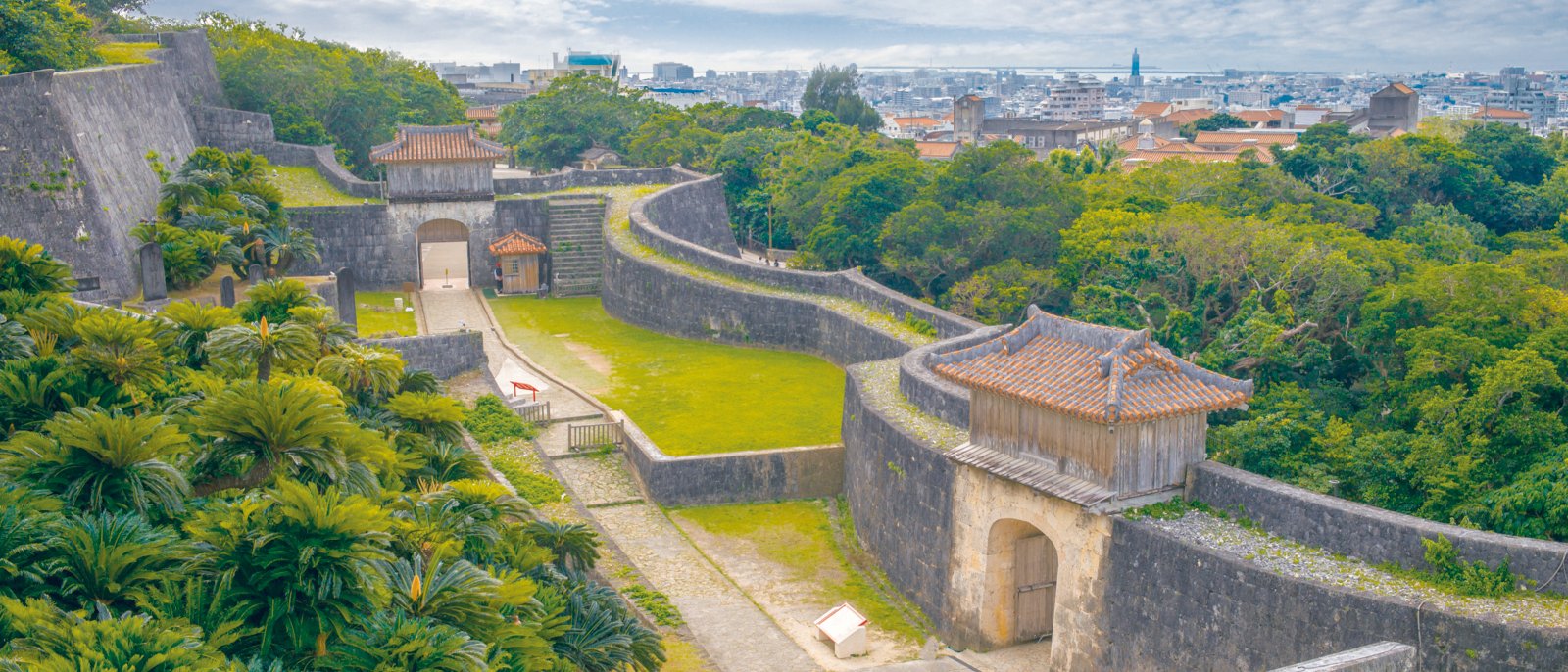 aerial view of shuri castle in okinawa, japan