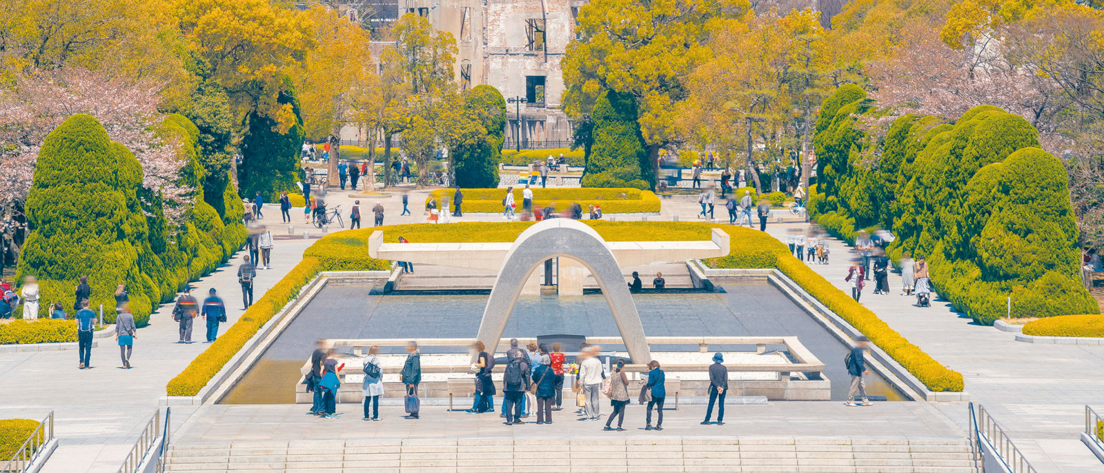 Hiroshima Peace Memorial Park in Japan with blue sky