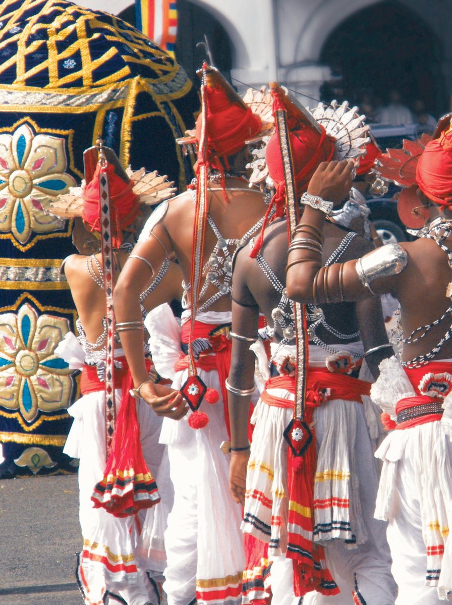 Sri Lankan procession in Kandy. Traditional dancers of hill country."Ves" dance, the most popular