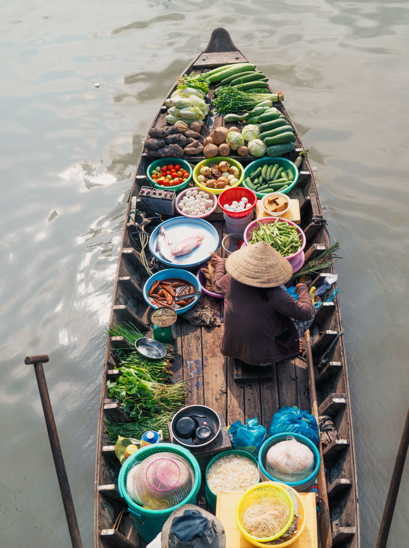 Sales woman on a Vietnam's floating market