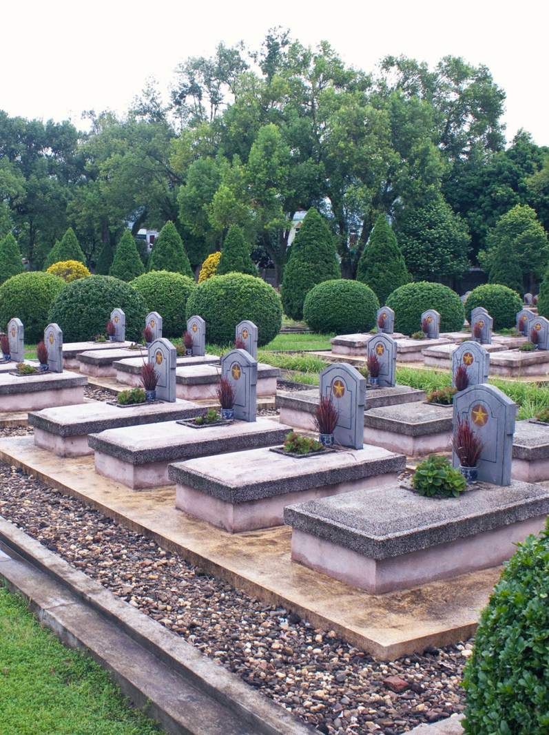 Military cemetery in Dien Bien Phu, Vietnam. DBP is a city in northwestern Vietnam, best known for the battle during the First Indochina War.
