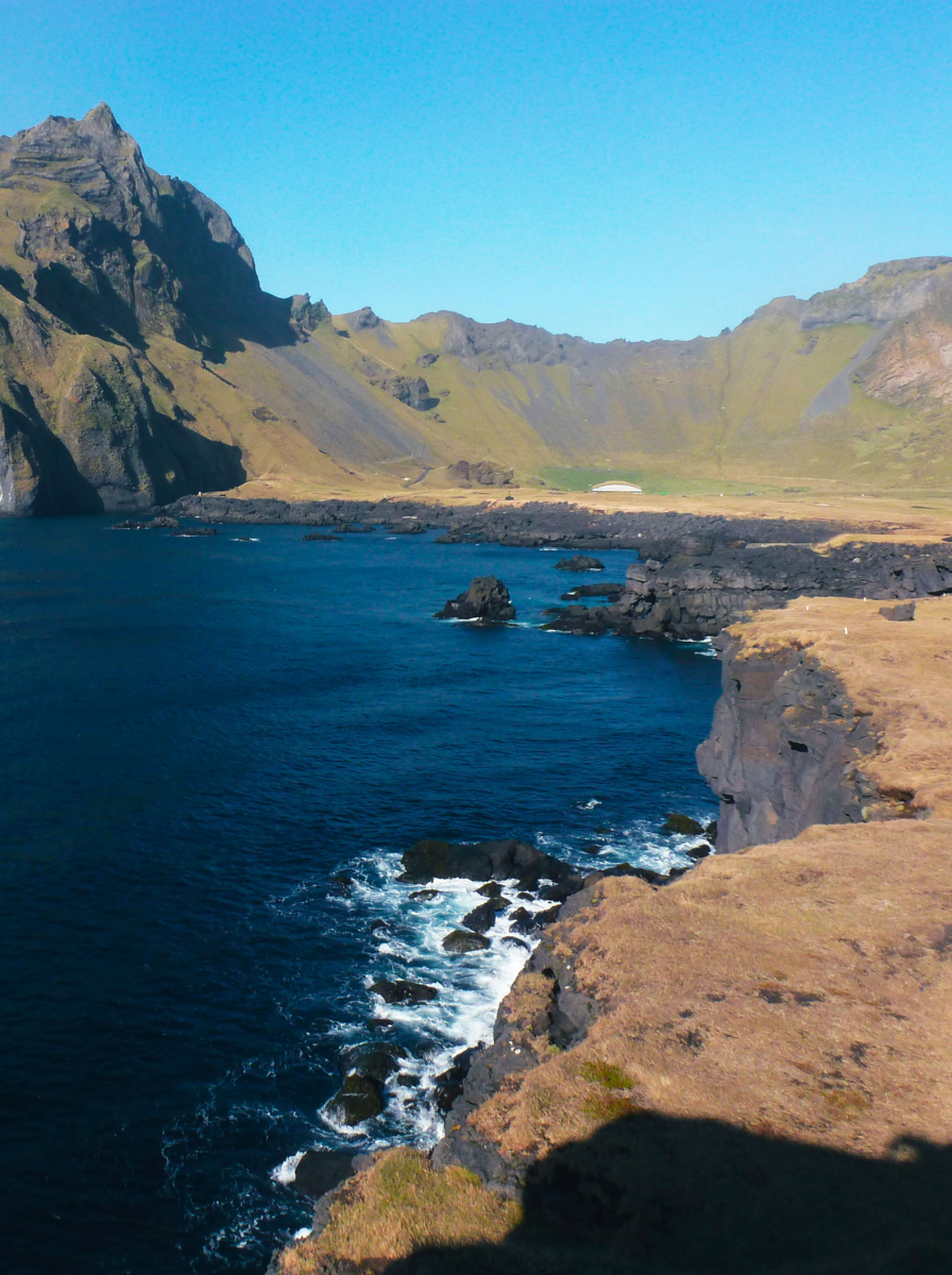 Landscape on the Vestmann islands in Iceland, sea and cliffs