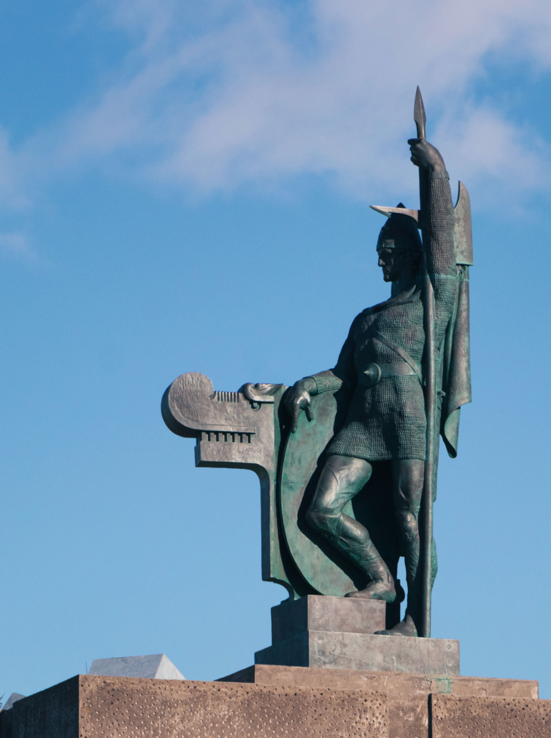 Arnarholl Arnarholstradir Statue of Ingolfur Arnarson,Iceland's first settler around 870 AD.Reykjavik, Iceland