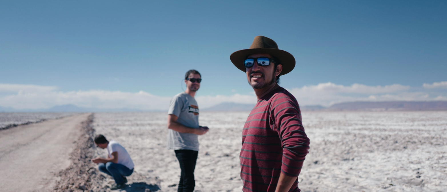 Tourists with a guide in Salinas Grandes, Argentina
