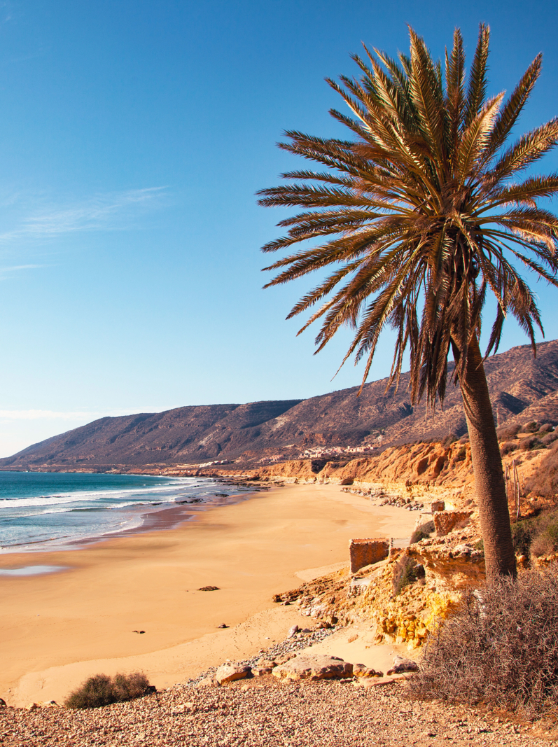 Walk along the ocean near Taghazout to the north of Agadir (Morocco)
