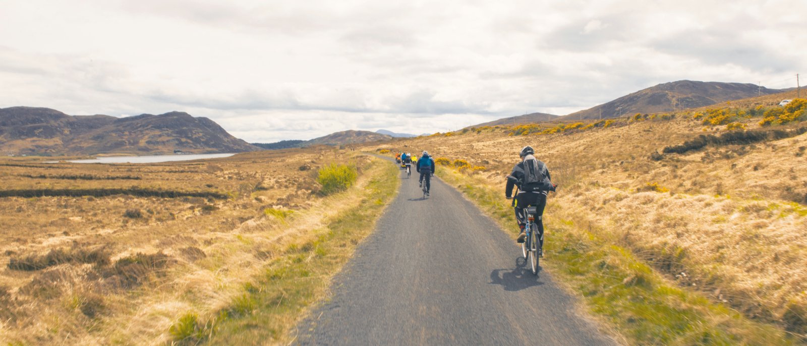 Cyclists in beautiful landscape, The Great Western Greenway,Westport, Mayo, Ireland