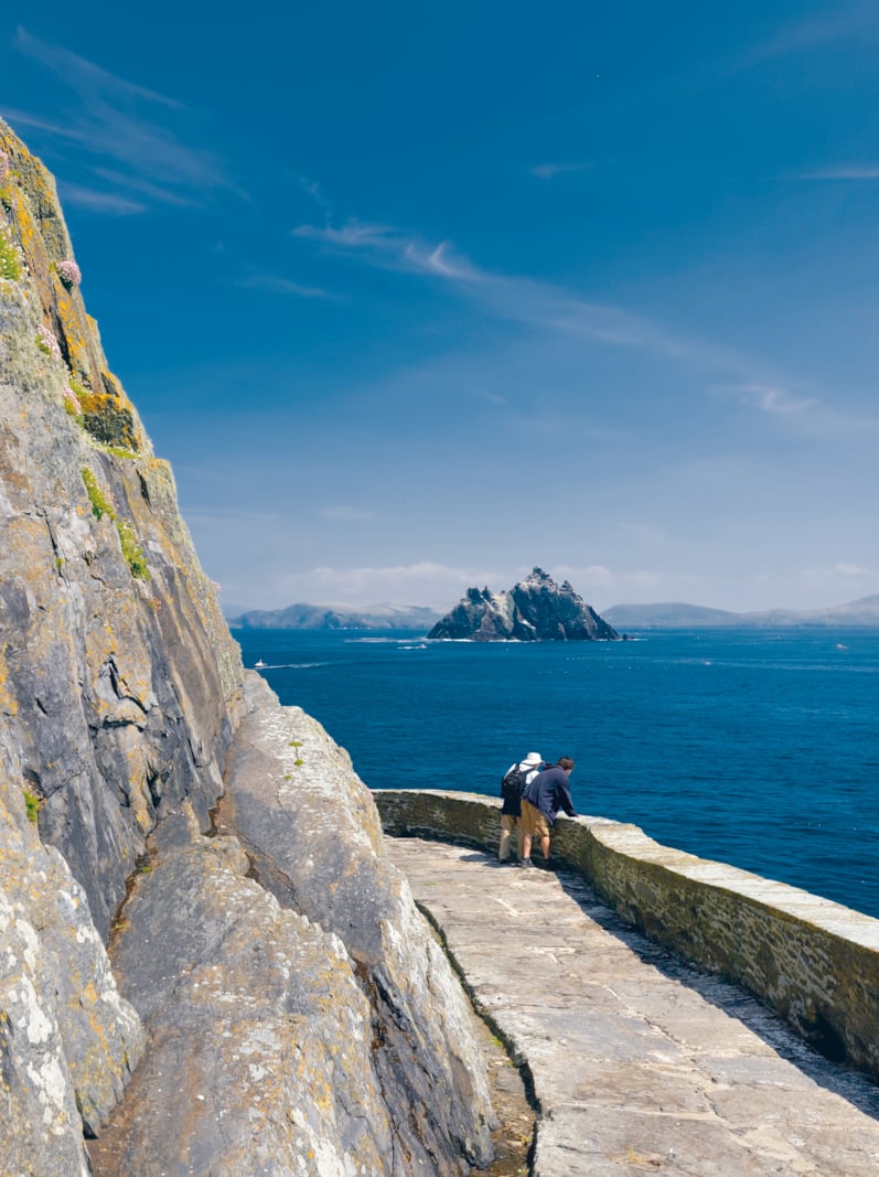 Skellig Michael or Great Skellig, home to the ruined remains of a Christian monastery. Inhabited by variety of seabirds, including gannets and puffins. UNESCO World Heritage Site, Ireland.