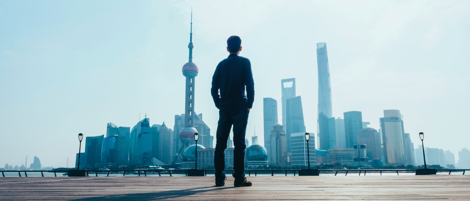 Man looking at cityscape,Shanghai
