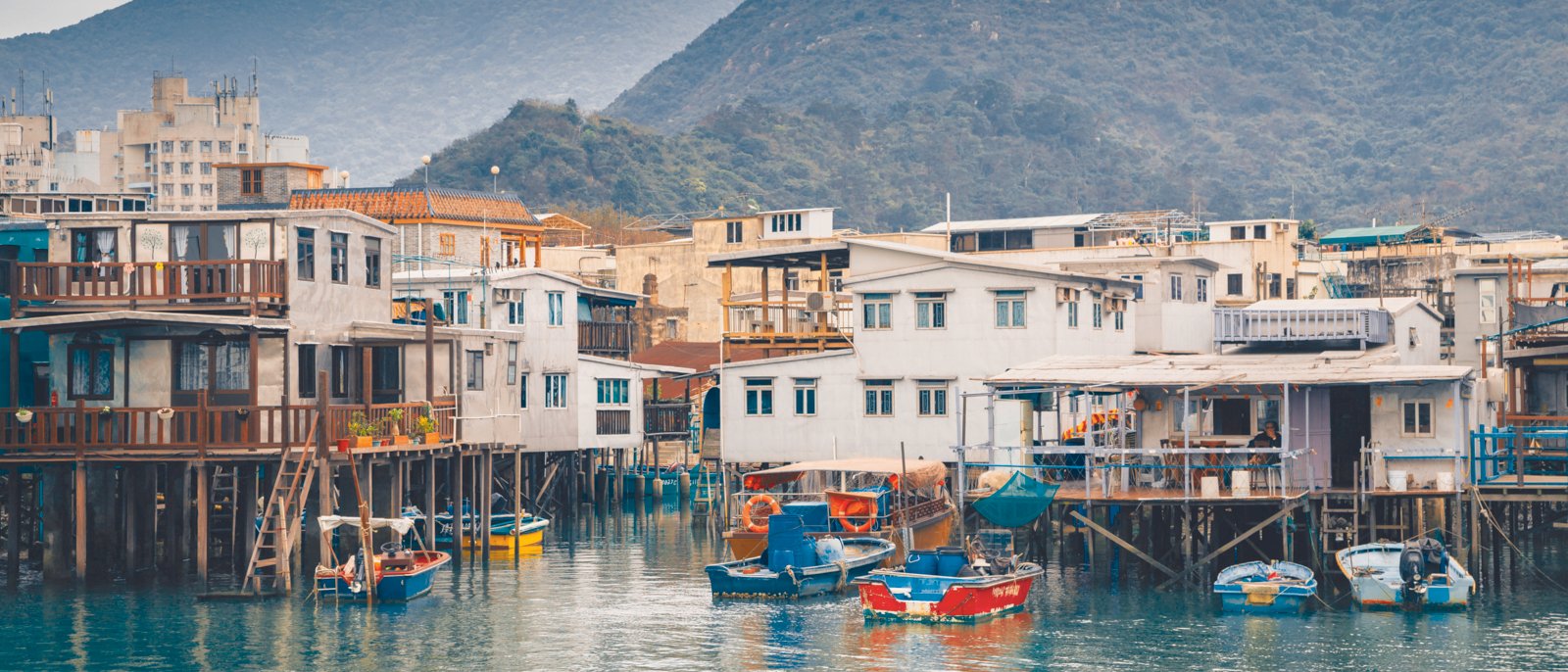 Tai o fishing village, Old floating house and sea in HongKong