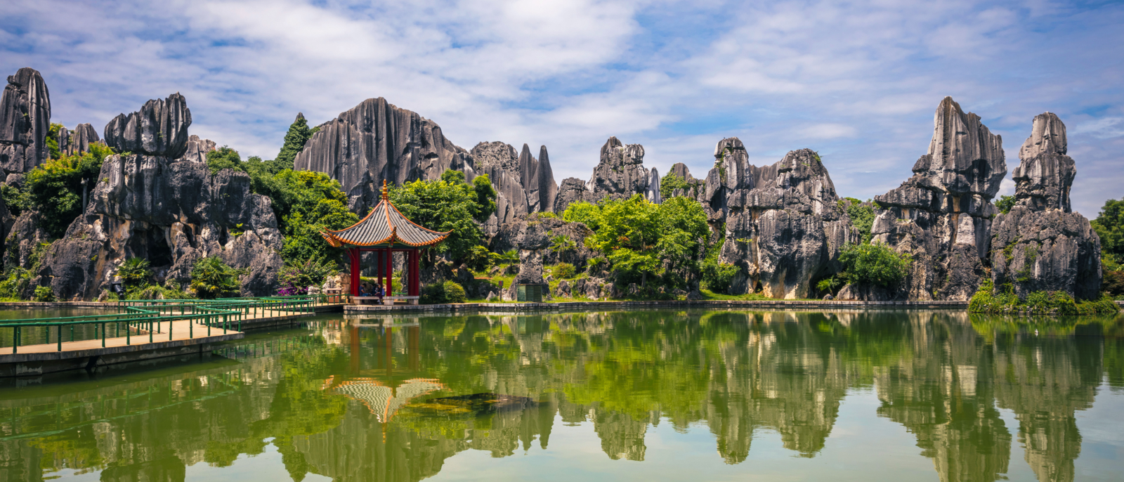 China - East Asia, Stone Forest - Kunming, Yunnan Province, Clear Sky, Copy Space. The Stone Forest or Shilin is a notable set of limestone formations