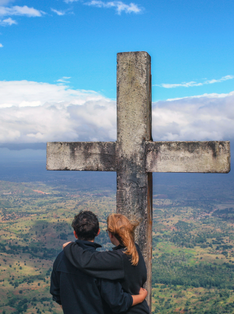 Panorama with cross, Usambara mountains, Tanzania