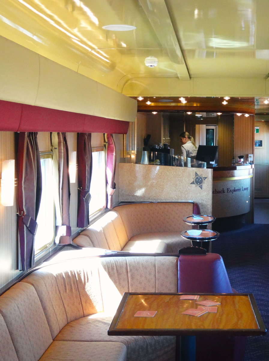 Indian Pacific train trip. Gold Class Club car