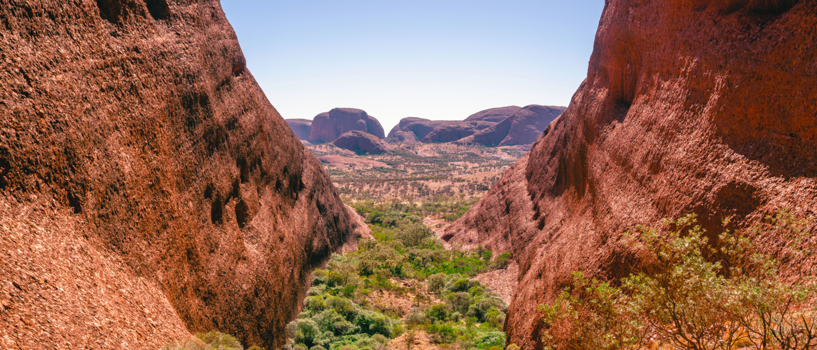 Landscape panorama from the Karingana lookout in the Olgas in NT outback Australia