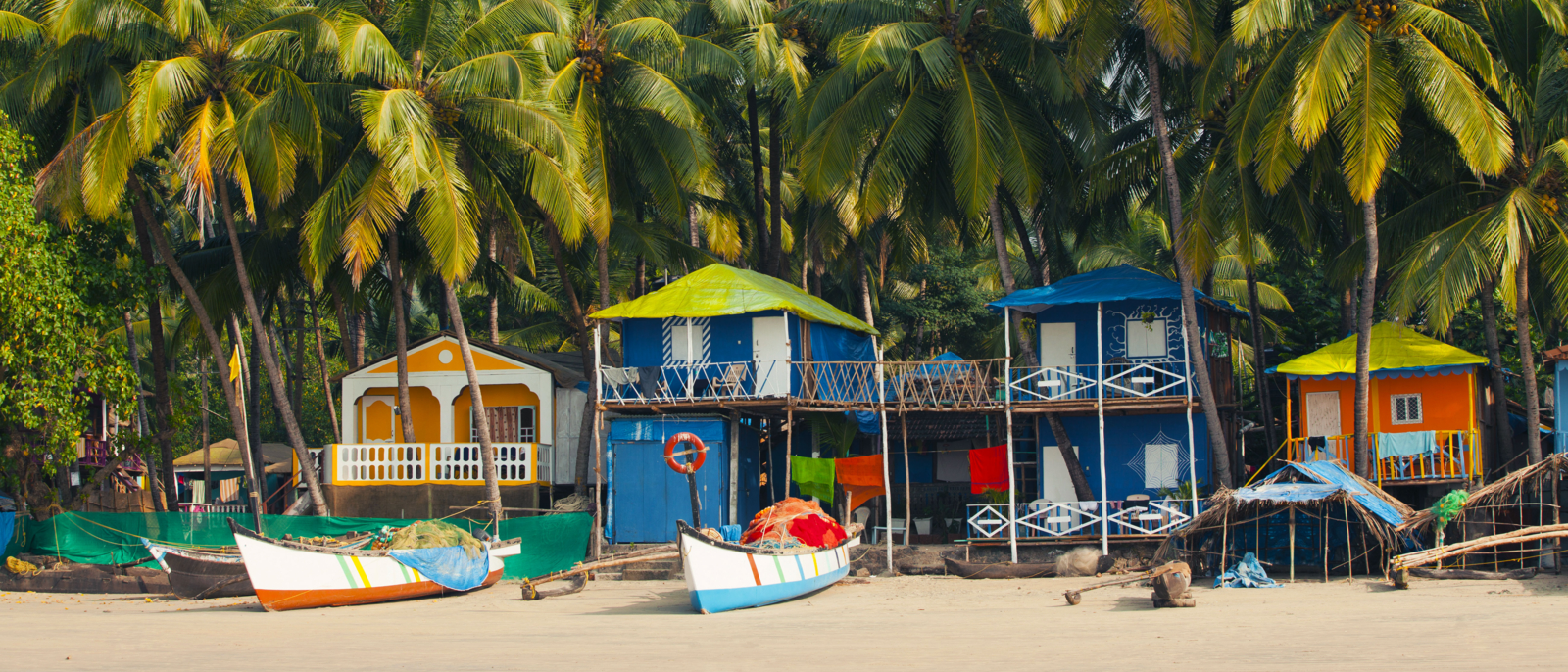 Fishing boats on Palolem Beach Goa India