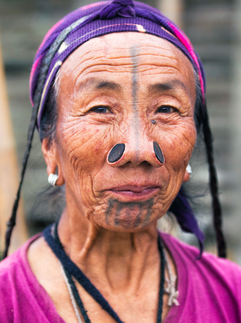 Portrait of Indian tribal women from Arunachal Pradesh. Apatani Tribe from Arunachal Pradesh is one of the oldest tribal people of the country.
