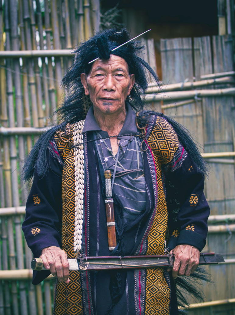 Portrait of Apatani tribal men from the North east region of India known as Arunachal Pradesh.