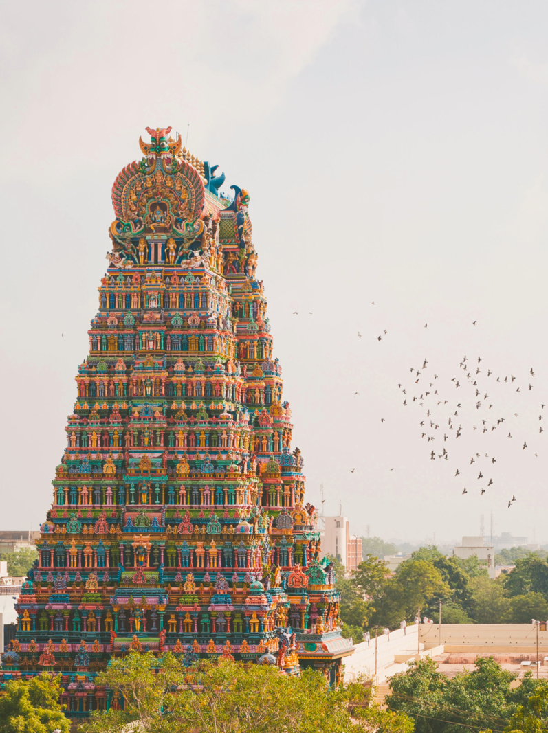 Holy south indian temple in Madurai, Tamil Nadu, India