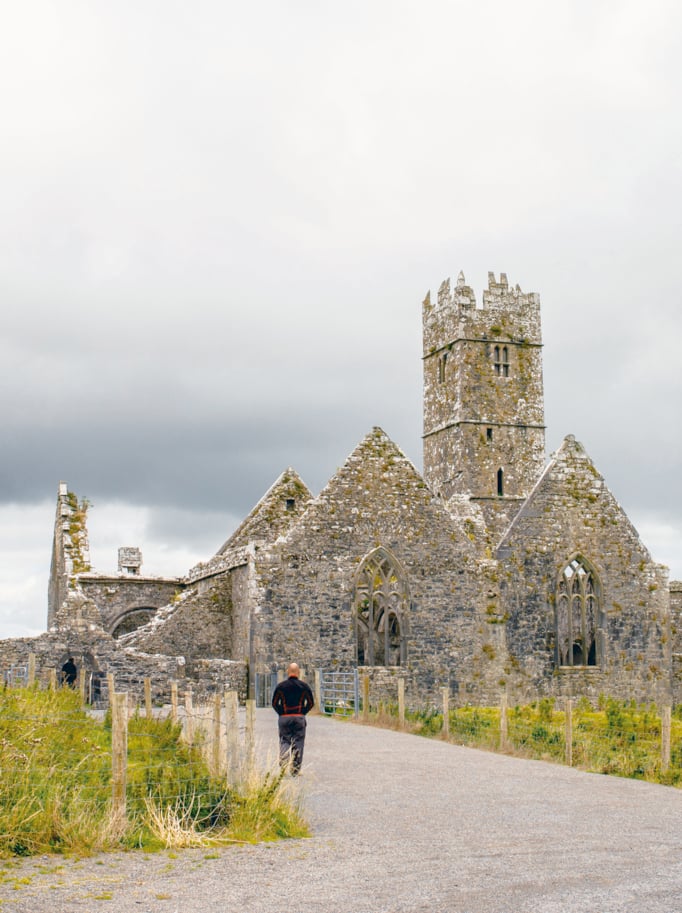 Landscapes of Ireland. Ruins of Ross Errilly Friary Convent in Galway County. National Monument and best preserved monastery.