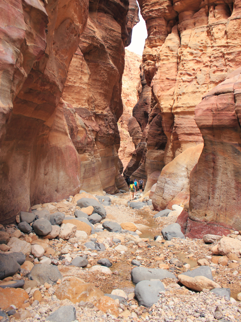 Trekking in Wadi Ghuweir Canyon, dana biosphere reserve, River, Stream, Wadi Dana, Jordan - Arabia