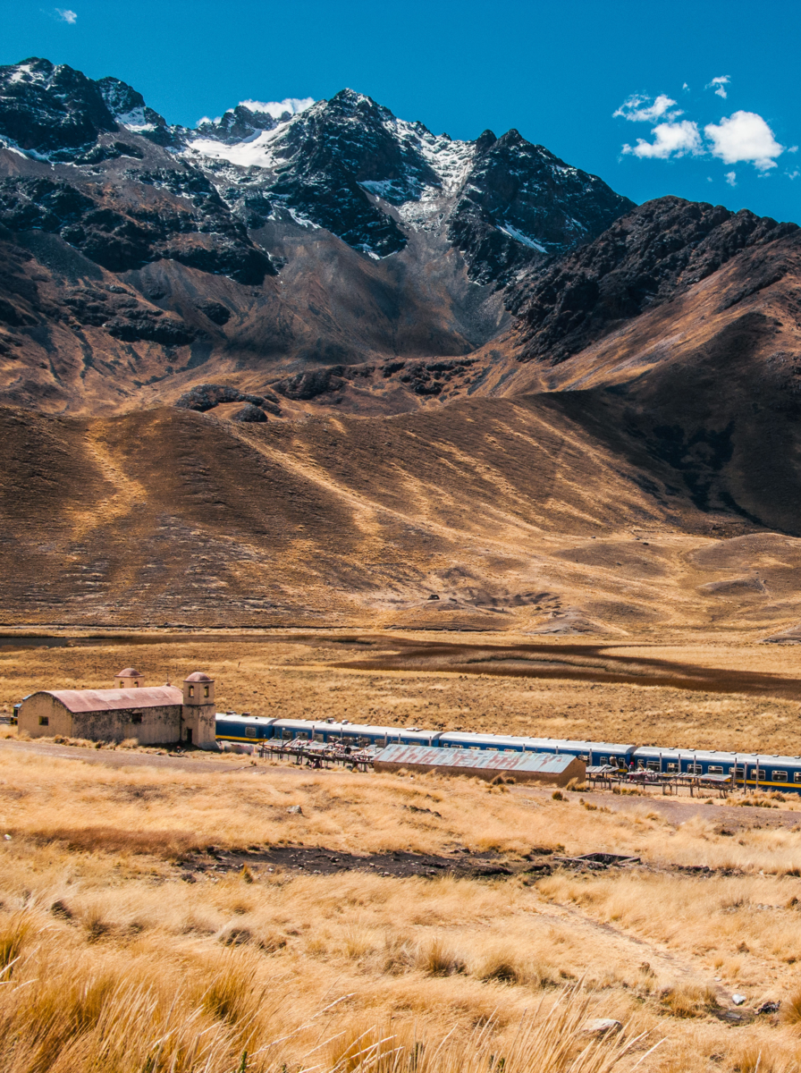 Train station in Abra la Raya at high altitude, Peru