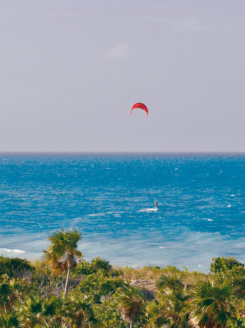 Kitesurfing at the beach in Cayo Santa Maria, Cuba