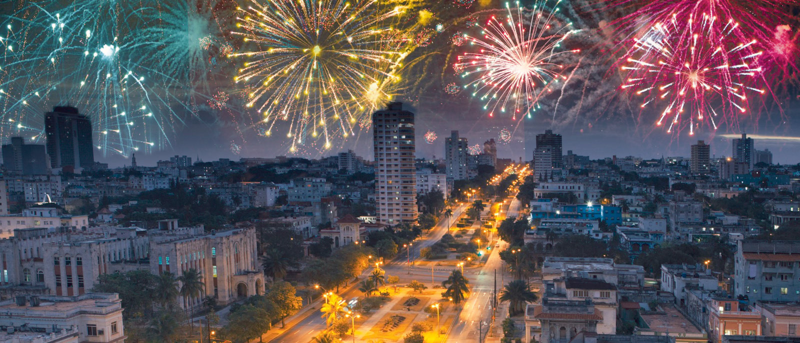 fireworks over Havana, Cuba